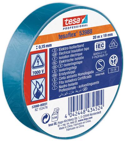 Tesa eltejp 53988 19 mm x 20 meter, blå