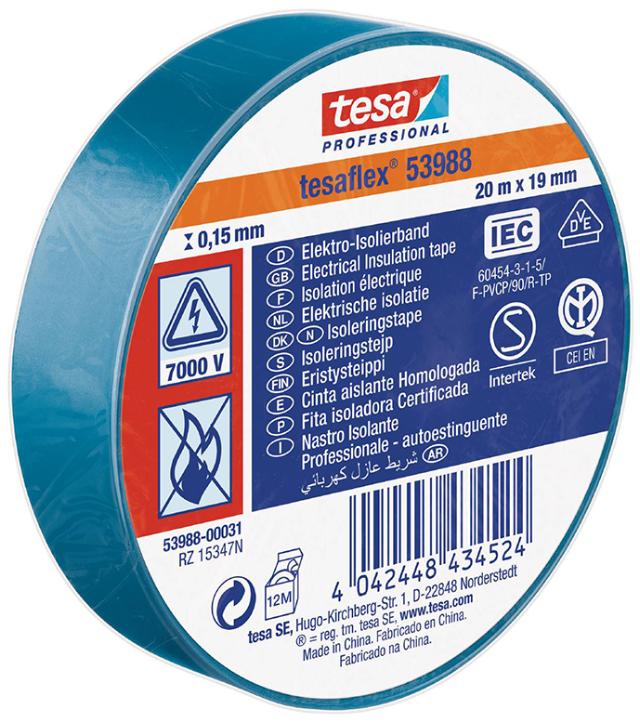 Tesa eltejp 53988 19 mm x 20 meter, blå