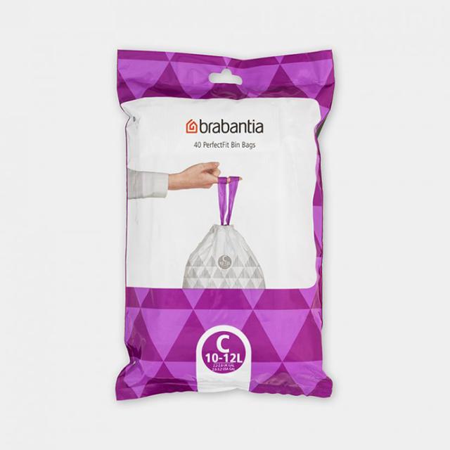 Avfallspåsar C, 10-12 liter (40 påsar), vit