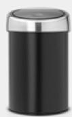 Touch bin® Brilliant , stål lock/svart 3 liter