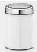 Touch bin® Brilliant, stål lock/vit3 liter