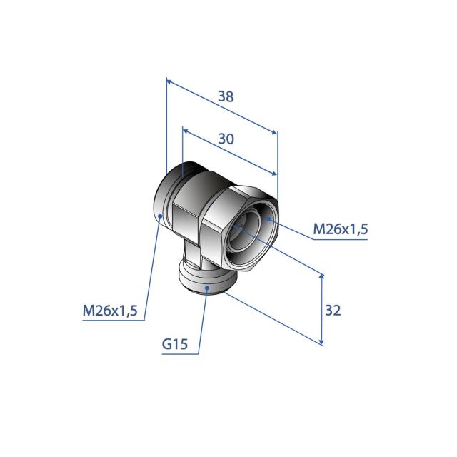 Trio mellankoppling, pluggad M26XM26XR15