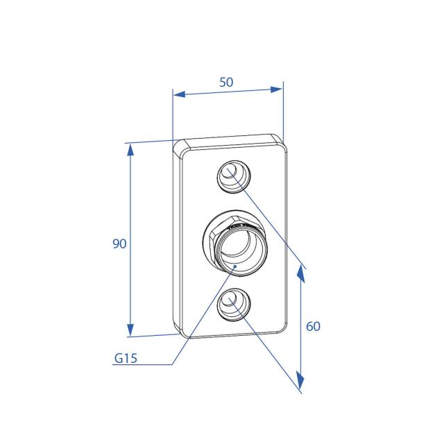 Trio väggbricka DesignLine, 15 PEX, 1 håls, inv. lekande mutter
