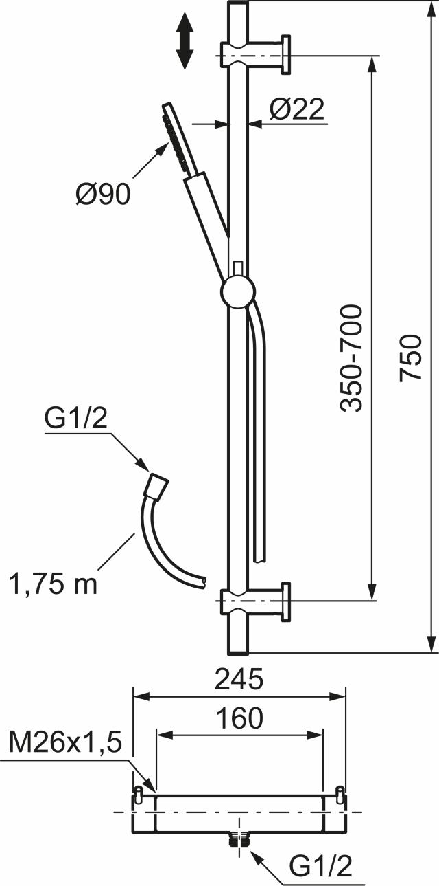 MA INXX duschkombination 160 c/c, fkr