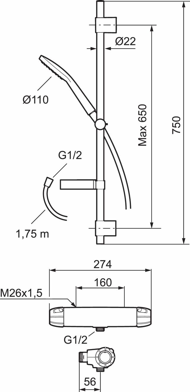 FMM 9000E duschpaket 82172000 160 c/c, fkr