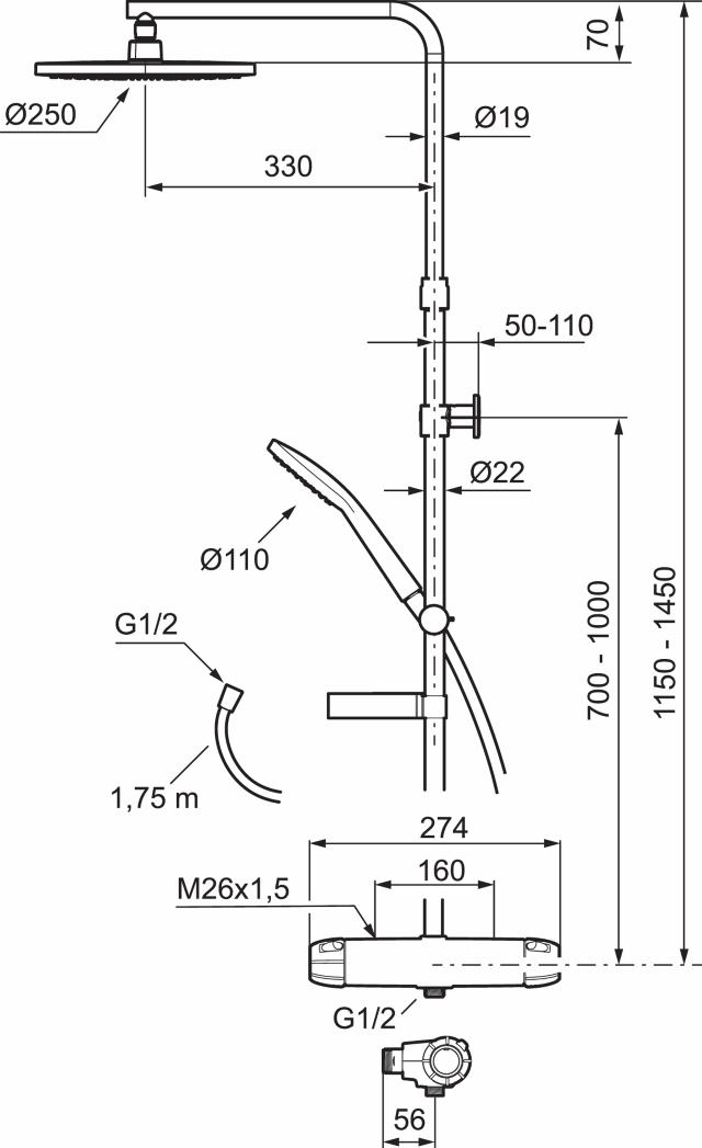 FMM 9000E takduschpaket 160 c/c