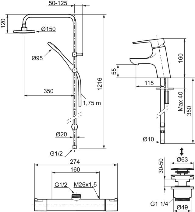 MA Cera Bathroom Concept blandar- och duschsats 160 c/c, fkr