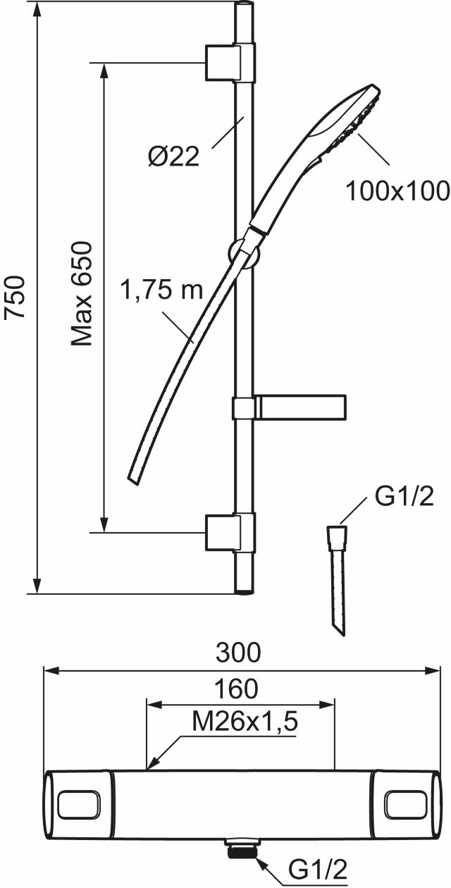 FMM Siljan 8382-0000 duschsystem 160 c/c