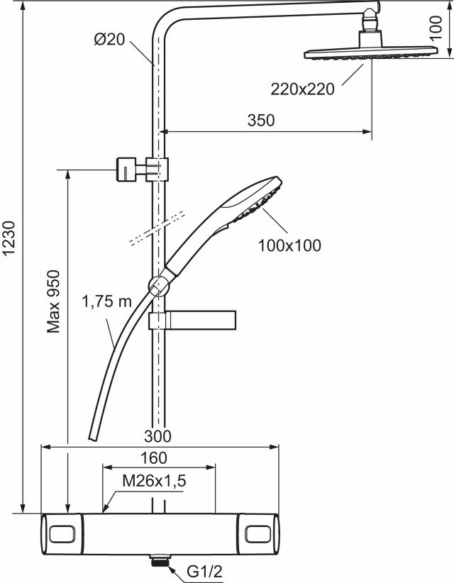 FMM Siljan 8383-0000 duschsystem 160 c/c