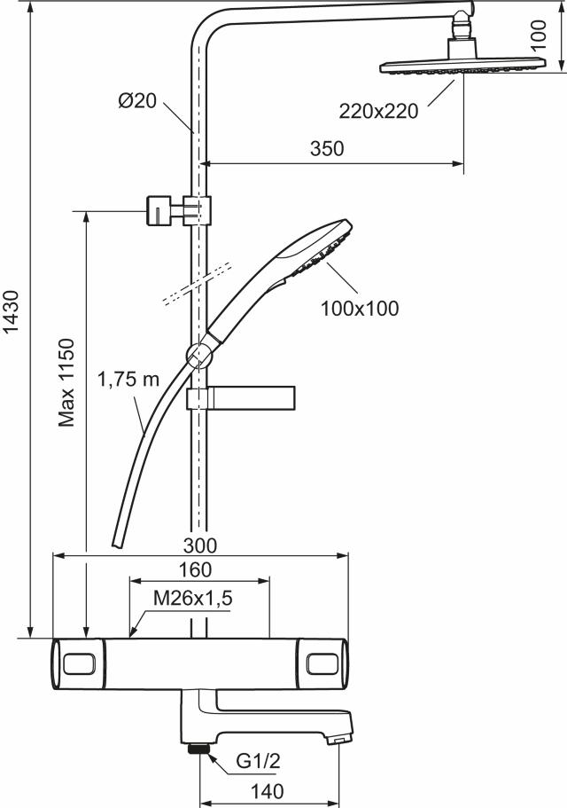 FMM Siljan 8393-0000 duschsystem 160 c/c