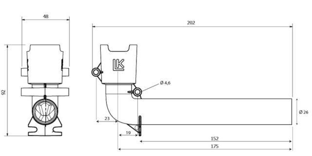 LK dräneringsböj V2 25 mm till fördelarskåp