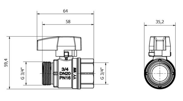 LK kulventil 801 R20 inv. x utv.g. röd