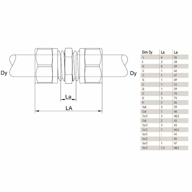 Vatette 1130 förkromad rak koppling 12x10 cu x cu