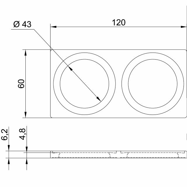 VA V6 förhöjningsbricka 60x120, 60 c/c, 2-rörs