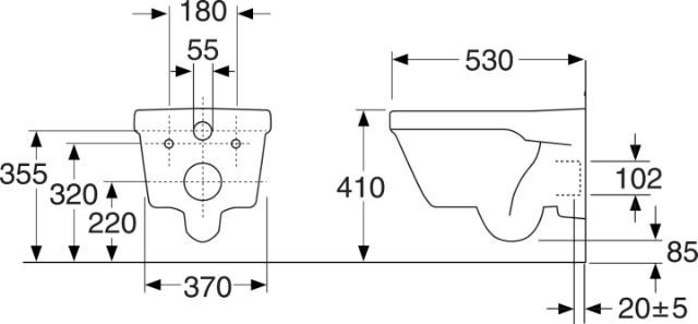 GBG 5G84 vägghängd WC-stol Hygenic Flush