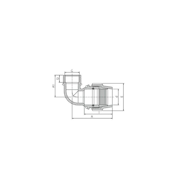 Plasson vinkel 90° 40XR25, inv.g.