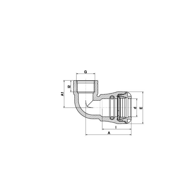 Plasson vinkel 90°,  20xG20 inv.g.