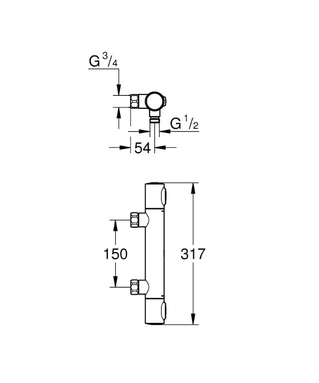 GROHE 34794000 duschtermostatblandare GRT 500, 150 c/c