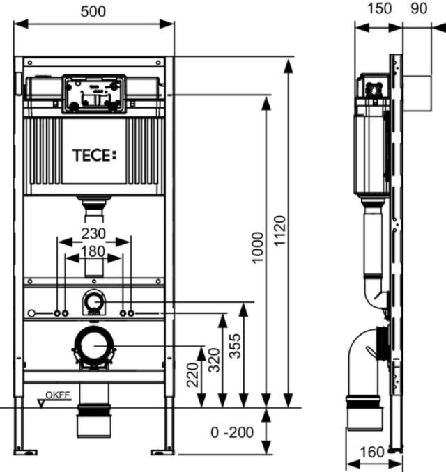Tece Profil WC-fixtur 112 Nordic Base