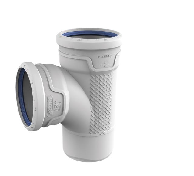 Wavin AS+ grenrör 110X87°, svängt utförande, 2 muffar