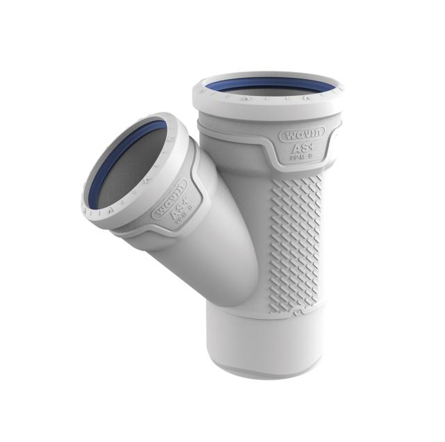 Wavin AS+ grenrör 110X75X45°, 2 muffar