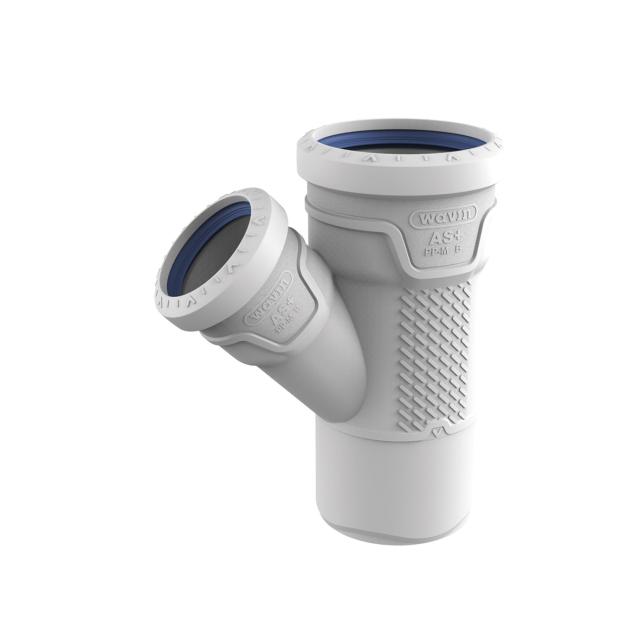 Wavin AS+ grenrör 75x50x45°, 2 muffar