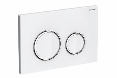 Geberit Sigma50 spolplatta, dubbel, vit metall/glas