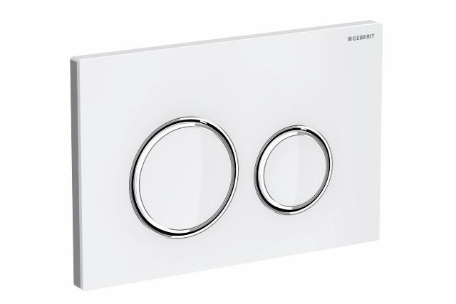 Geberit Sigma50 spolplatta, dubbel, vit metall/glas