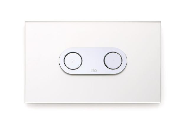 Ifö Monsa spolknapp, pneumatisk, glas/silver