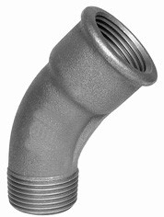 Aducerad svart böj 15, 45°, 1 muff inv/utv.g.