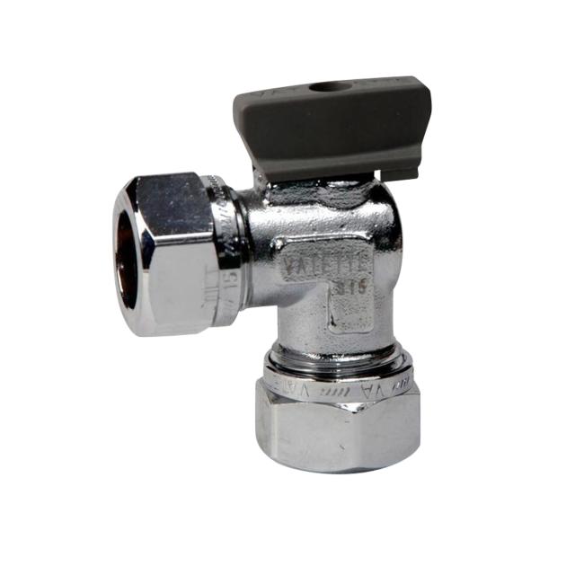 VA vinkel minikulventil med vred 15x10 cu x cu 